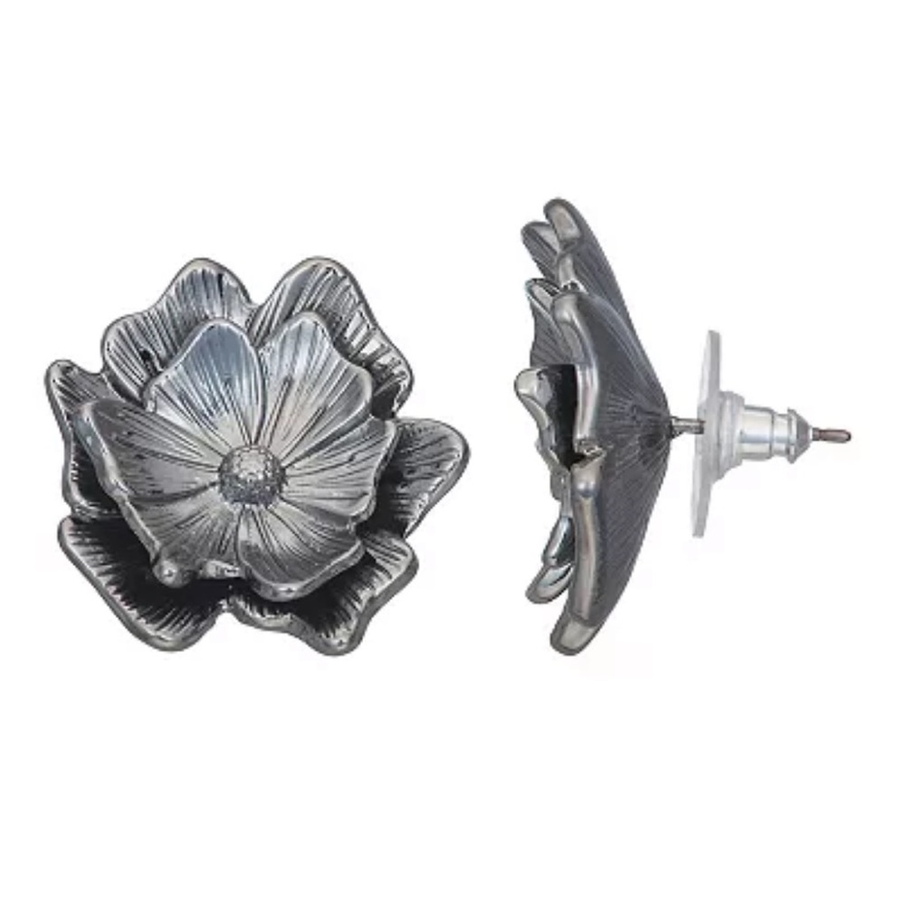 Simply Vera Vera Wang Silver Tone Large Flower Stud Earrings